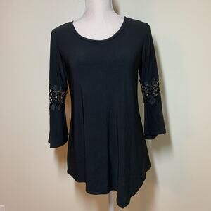 New Directions Black Blouse  with Bell Sleeves  Small
